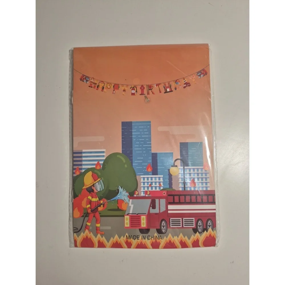 Happy Birthday Fire Truck Decor